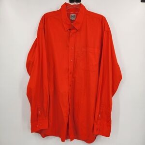Cinch Long Sleeve Button Front Shirt Mens Size XXL Deep Orange Solid Cotton
